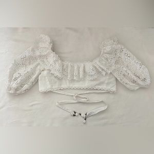 Zimmerman cropped white & lace top size 0/xs
